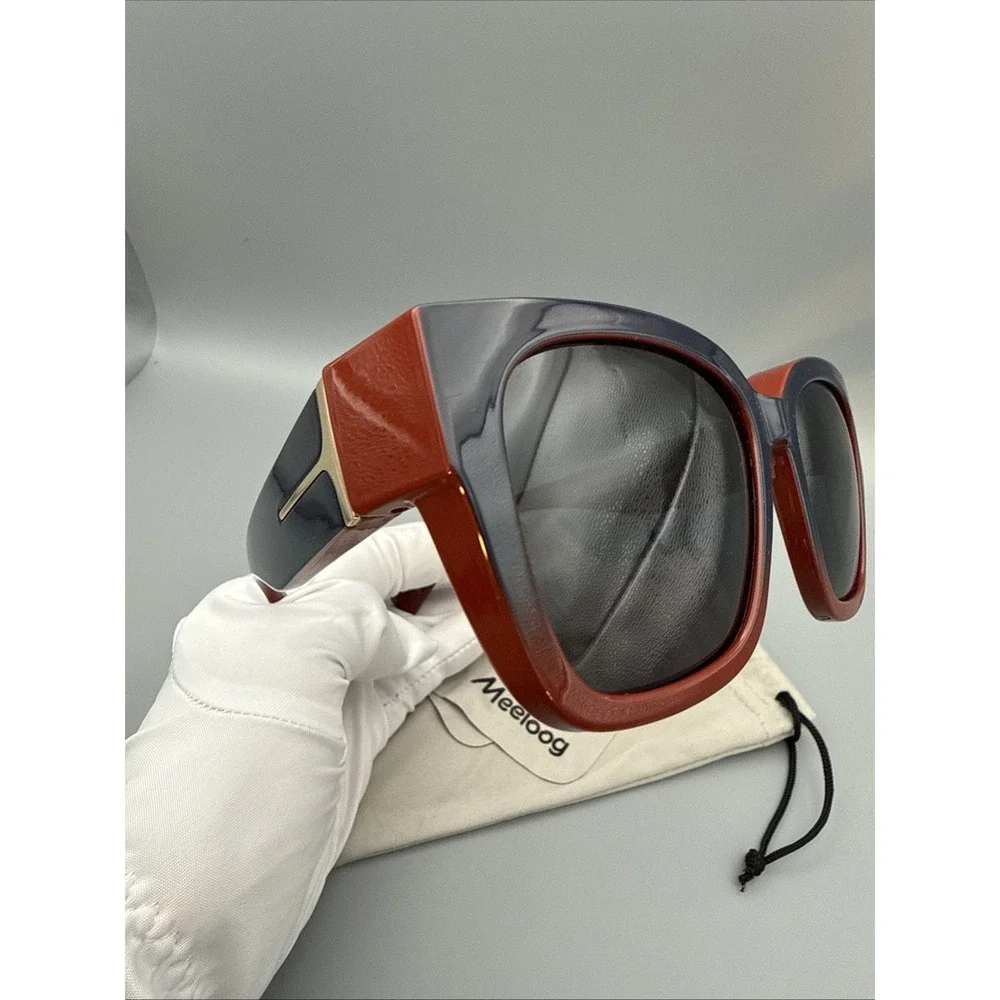 Meeloog Polarized Fit Over Navy /Rust Frame-Gradient Lens-w/travel bag  & cloth